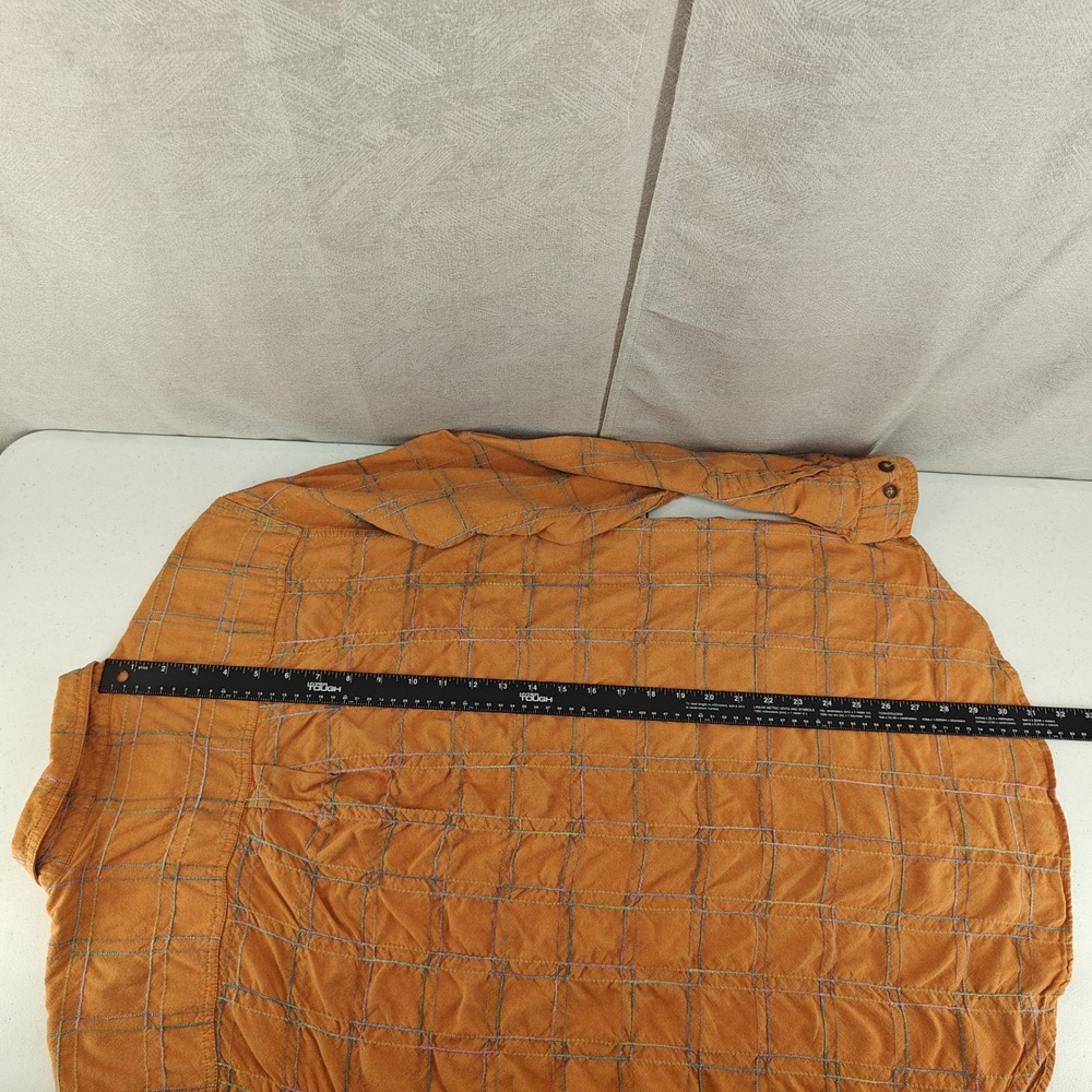 The Territory Ahead Shirt Mens XL Orange Grid Textured Cotton Rayon Long Sleeve - Picture 11 of 13